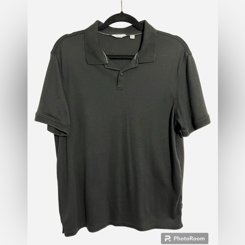 Calvin Klein Collared Polo-Medium Black Short Sleeve